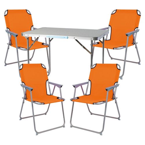 5-teiliges Campingmöbel Set Alu L70xB50xH59cm orange